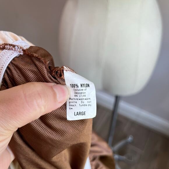 70s Vintage Grecian Two Tone Nylon Night Slip Dress Size Large - Picture 5 of 6